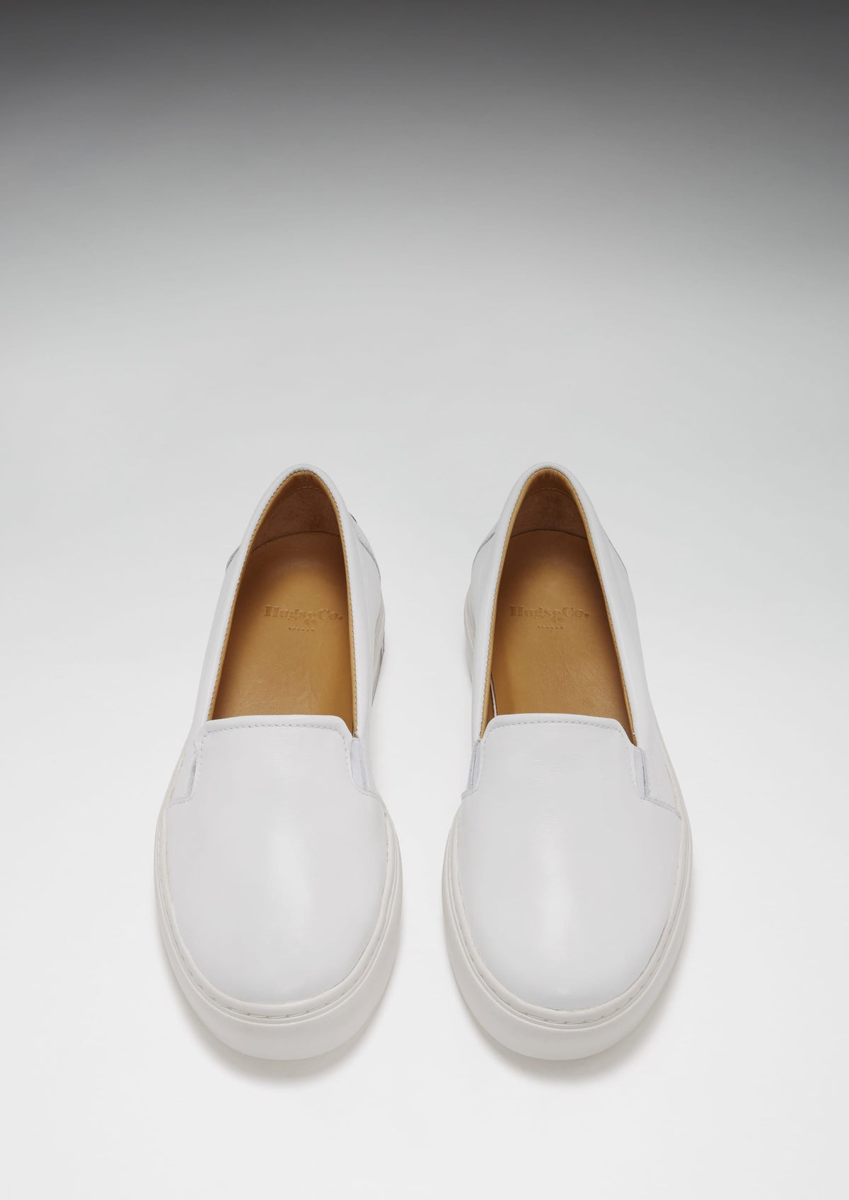 Hugs & Co. Women's White Leather Slip-On Sneakers