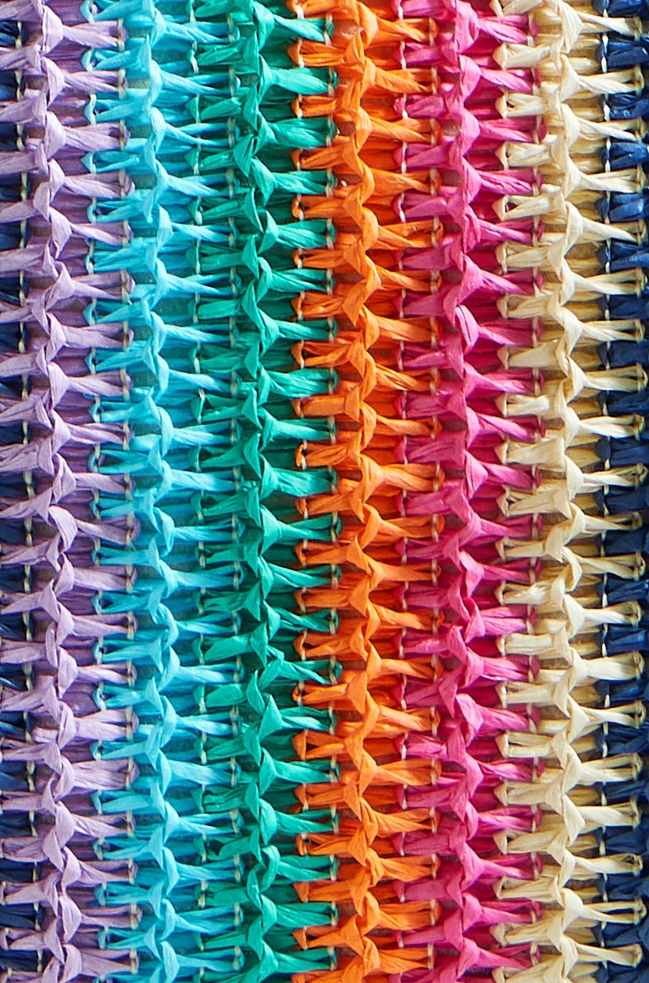 Woven Raffia Stripe Shoulder Bag - Bascora