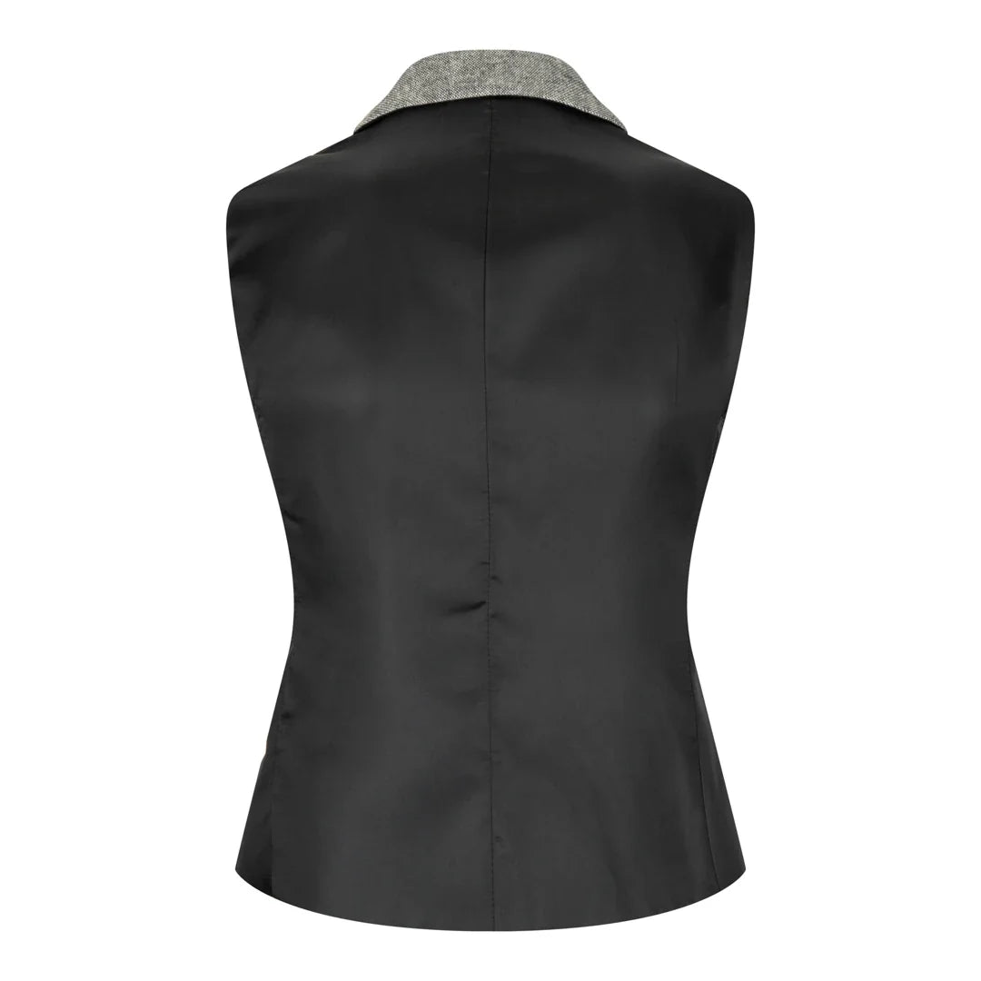 Women's Tweed Grey Blazer & Waistcoat with Elbow Patch 1920s Style by TruClothing