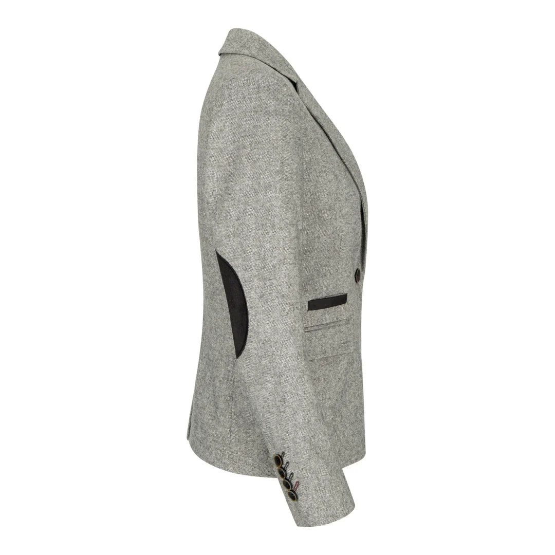 Women's Tweed Grey Blazer & Waistcoat with Elbow Patch 1920s Style by TruClothing