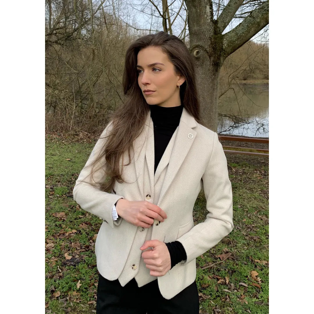 TruClothing Women's Cream Wool Blend Tweed Blazer and Waistcoat Set