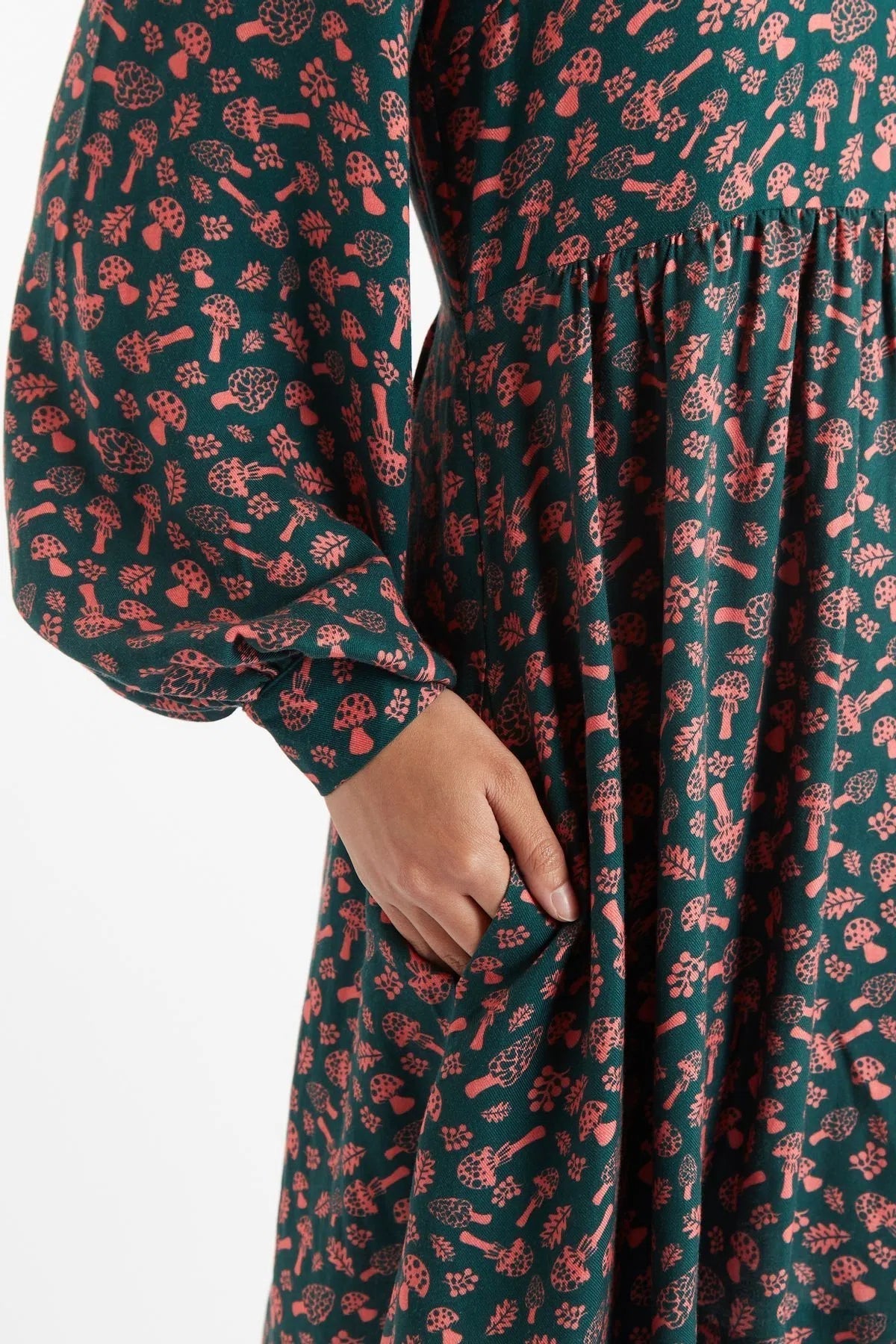 Zura Mushroom Magic Print Long Sleeve Mini Dress - Bascora